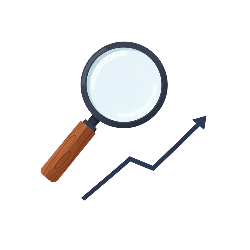 Magnifying glass discovering trends